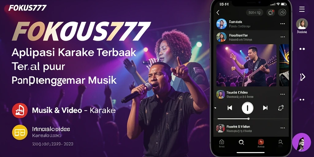 Antarmuka pengguna FOKUS777 yang menarik dengan fitur Karaoke yang lengkap.