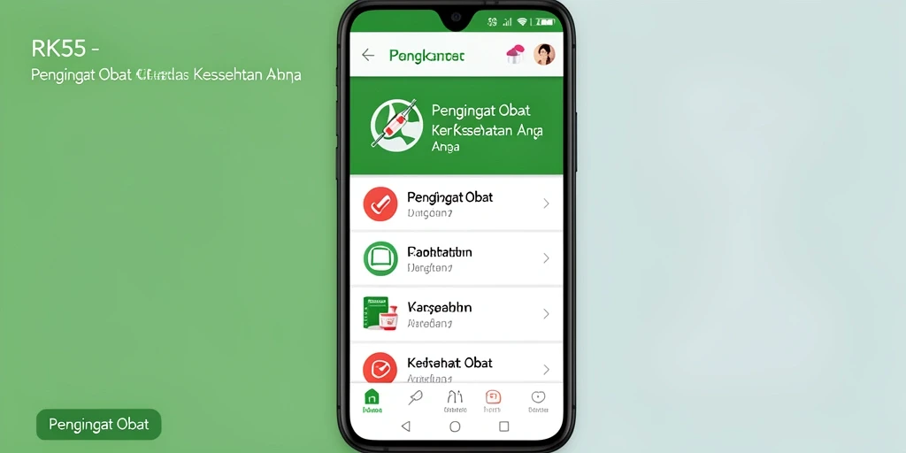 Tampilan antarmuka RK55 dengan fitur pengingat obat yang jelas dan informatif.