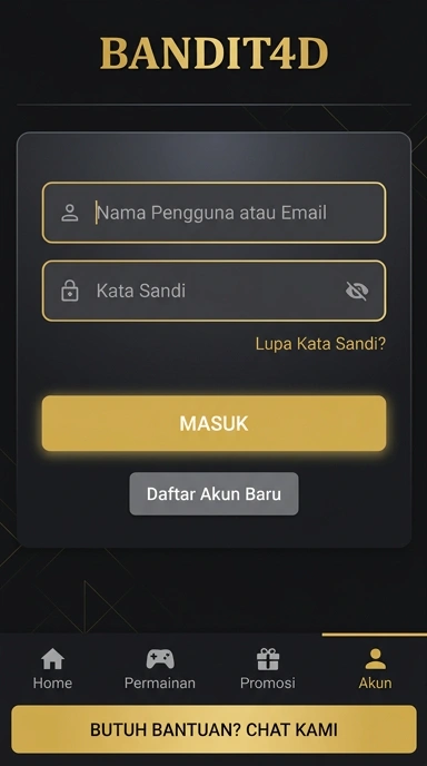 Tampilan halaman login bandit4d